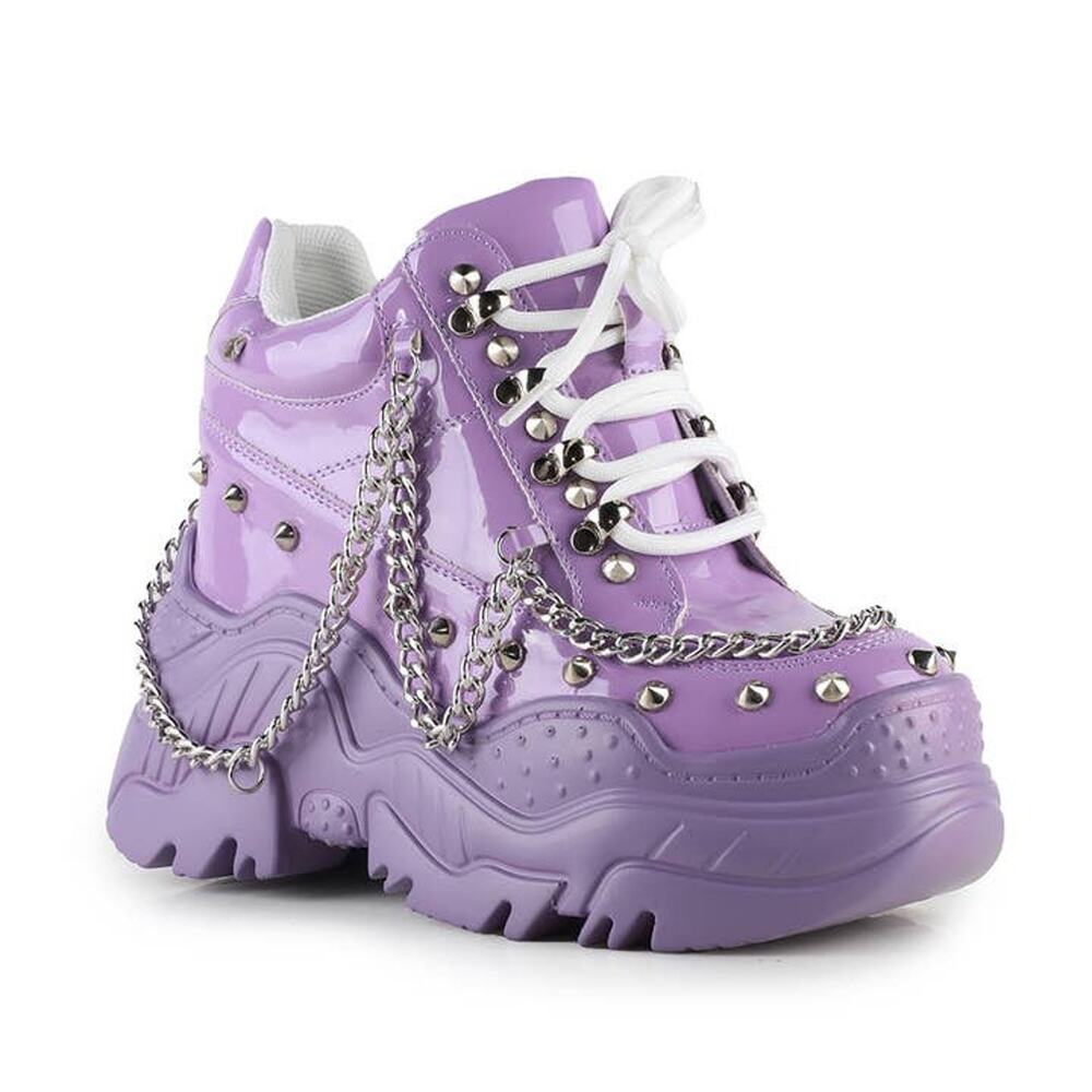 Anthony Wang Y2k Kawaii Lilac Platform Sneakers Chain Goth Punk Chunky Shoes 8